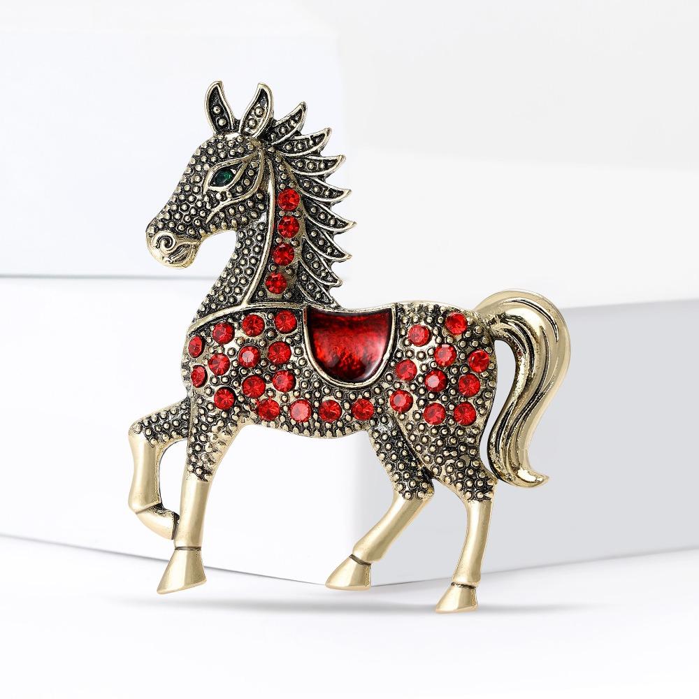Unisex Rhinestone Horse Brooch Enamel Year of The Horse Brooch Elegant New Year's Accessories  Gift
