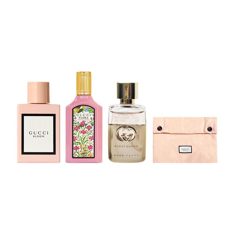 Gucci Huayue Women/Qimeng Gardenia/Guilty Love Perfume Sample Set 4-piece Set EDP 5ml*3+ Cosmetic Bag