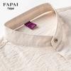 FAPAI Men's Summer Casual Stand Collar Short Sleeve Linen Blend Shirt