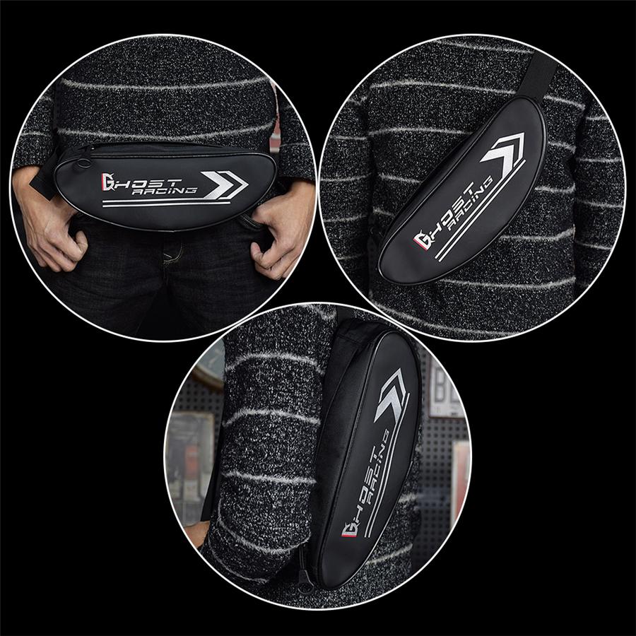 

Stylish Casual Black Motorcycle Front Handlebar Bag Waterproof Waist Chest Crossbody Shoulder Travel Cycling Storage Bag