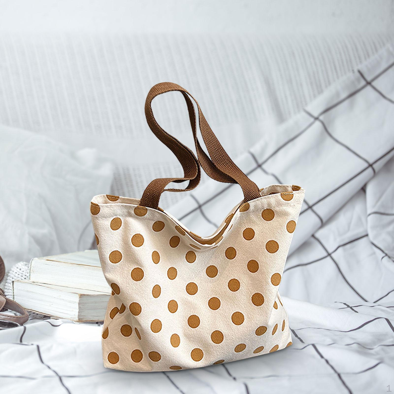 

Холщовая сумка-тоут для женщин Повседневная портативная женская вечеринка подарок на день рождения пляж Coffee Polka Dots