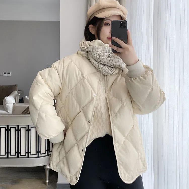 Spring new light short jacket small down cotton clothes with women's loose diamond cotton clothes
