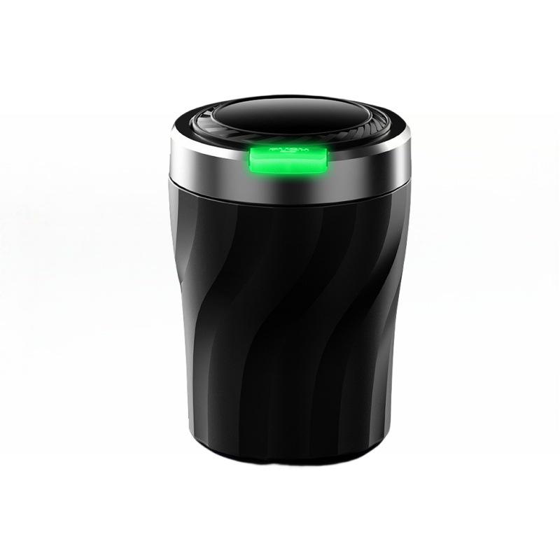 Portable LED-Lit Car Ashtray with One-Button Open and Alloy Liner