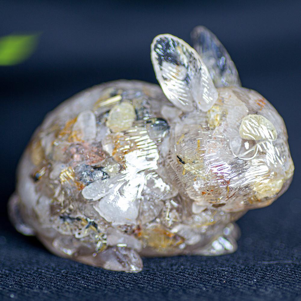 Natural Crystal Resin Bunny Figurine For Home Decor And Gift Giving