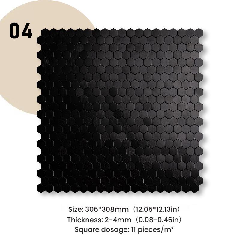 3D Mosaik Metall Aluminium Sechseck Paneel Wandaufkleber Selbstklebend Abstrakt Wasserdicht Küche Badezimmer Wanddekor Fliesen