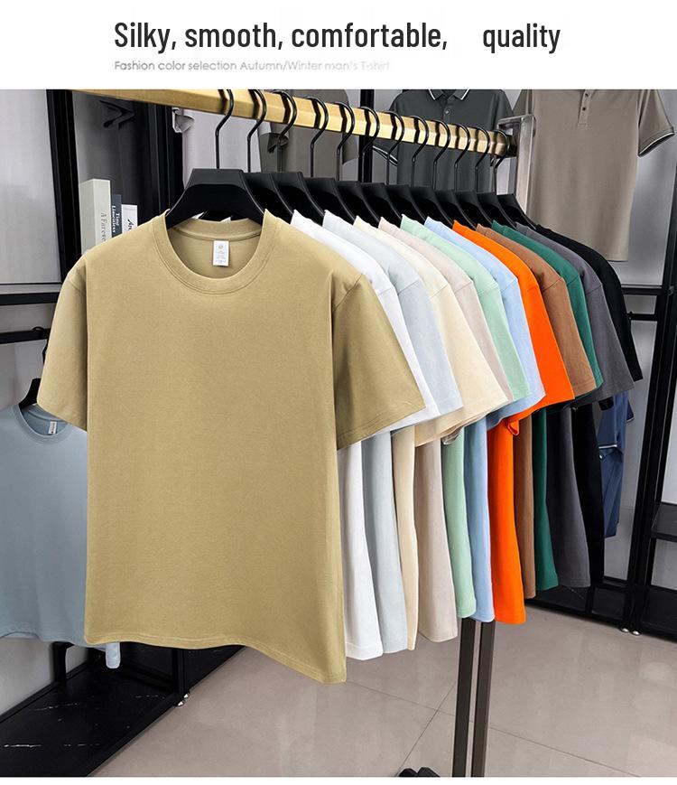 Men's 100% Cotton Casual Short-Sleeve Round Neck T-shirt - Solid Color, Summer Style