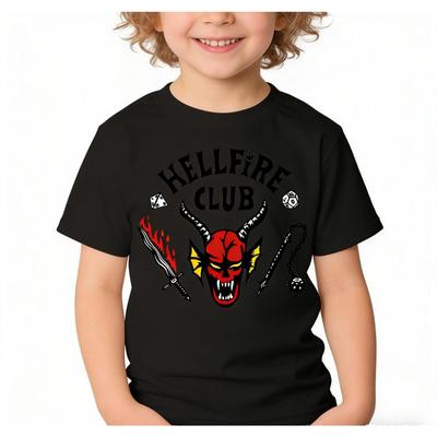 Ținută Tricou Copii cu Imprimeu Popular American TVseries Hellfire, Bumbac de Înaltă Calitate, Modă Casual, Top pentru Fani, Street Wear
