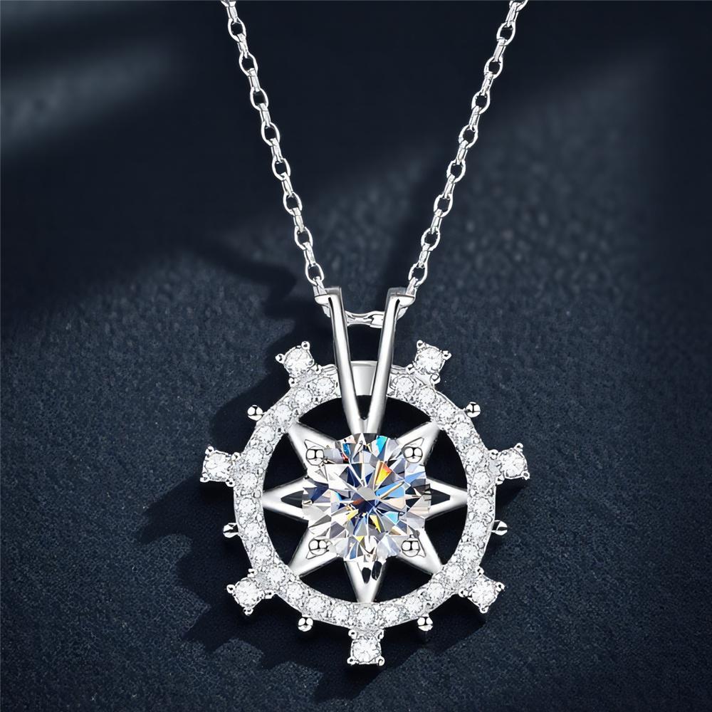 Female Crystal White Zircon Stone Pendant Necklace Vintage Silver Color Wedding Jewelry For Women