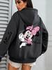 Disney Minnie Women Men Hoodie Cute Cartoon Print Oversized Loose Streetwear Autumn Winter Fashion Casual Pullover Sweatshirt