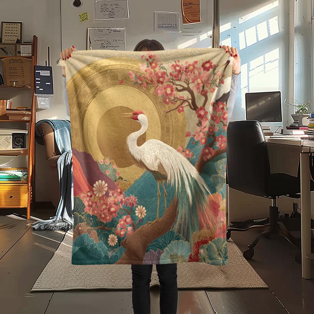Branch Birds  Print Flannel Blanket, High Quality Comfortable for All Seasons, Home Decor, Warmth and Comfort