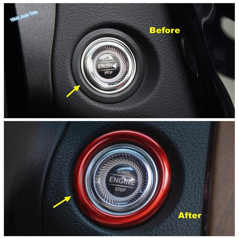Car Start Stop Engine Button Ring Cover Trim Accessories Fit For Mercedes-Benz C CLASS W205 C200 C260 GLC X253 E Class W213 E300