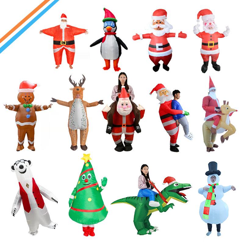 Reindeer & Gingerbread Man Inflatable Santa Costume for Christmas Party Stage Props