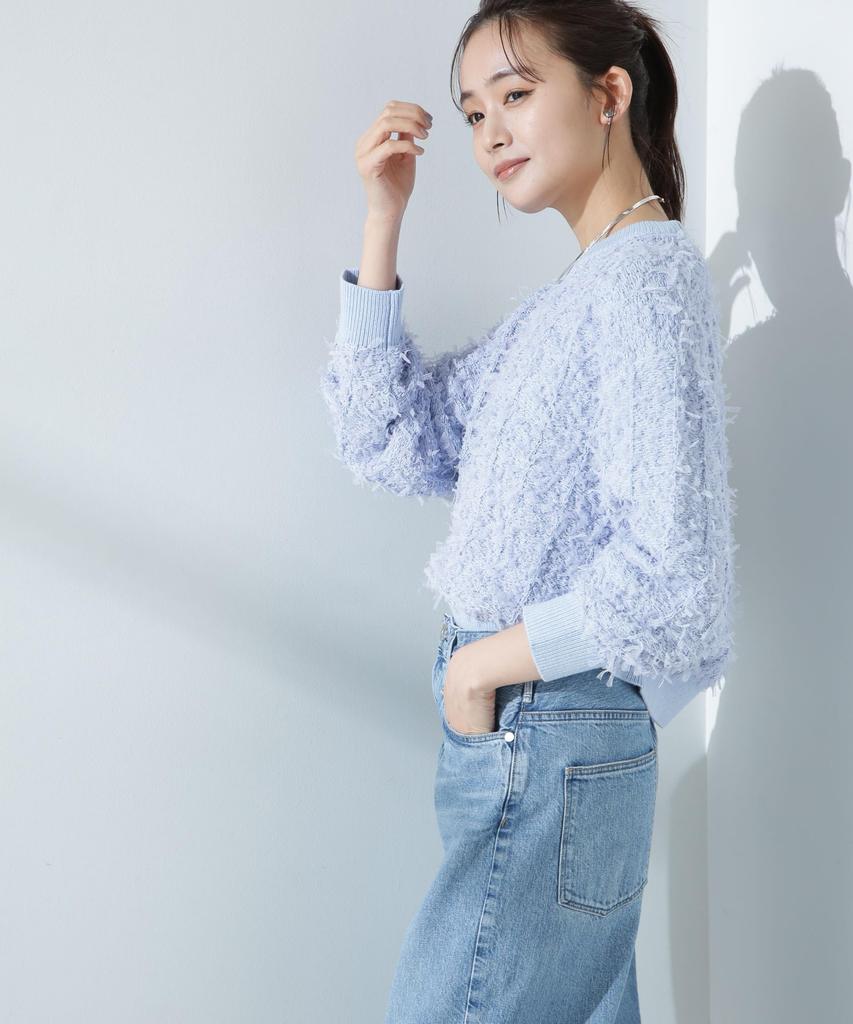 Nano Universe Tulle Mohair Knit Pullover be paired with other Size F Women's (Can items) (110), Blue, 669-5122304