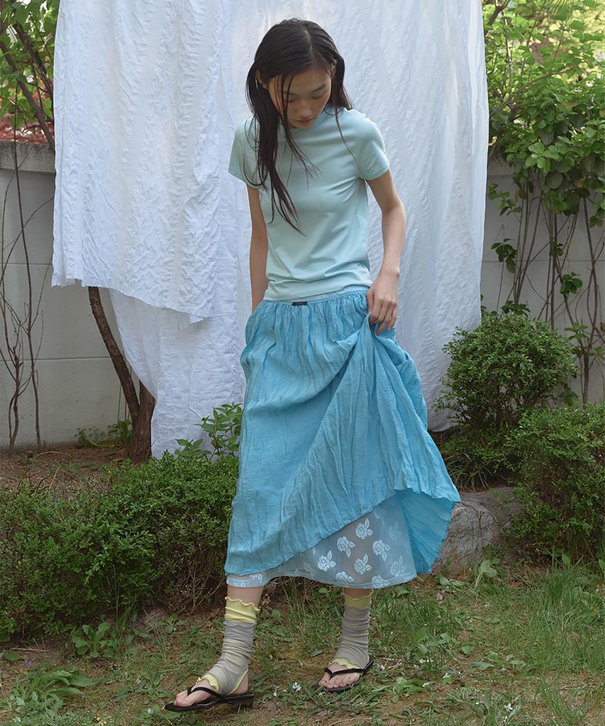 Lonkeu Rose Lace Layered Skirt (Sky Blue)