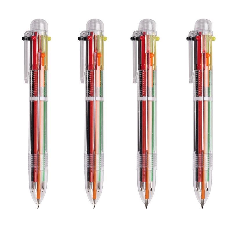 

Ручка кулькова 6 в 1 багатокольорова 0,7 мм Письмове приладдя Студенти Школа Офісне приладдя Гелева ручка Дитячий подарунок 4pcs