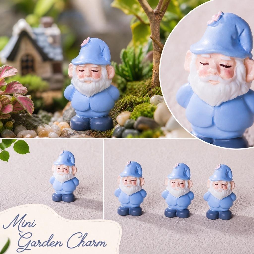 Artificial Blue Gnome Miniature Garden Decoration for Terrarium Garden