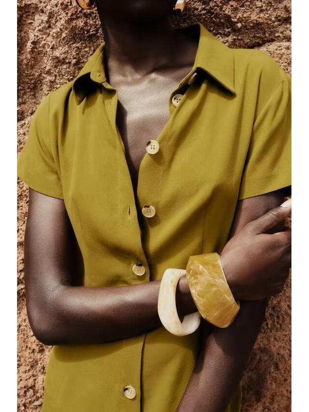 2025 Summer Women's Shirt-Style Commuting Mini Dress - European & American Design, Short-Sleeve.