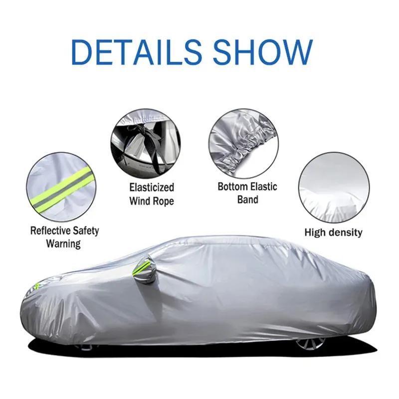 Car Cover Outdoor Protection Full Exterior Snow Cover Sunshade Dustproof Oxford Protection Cover Universal for Hatchback Sedan