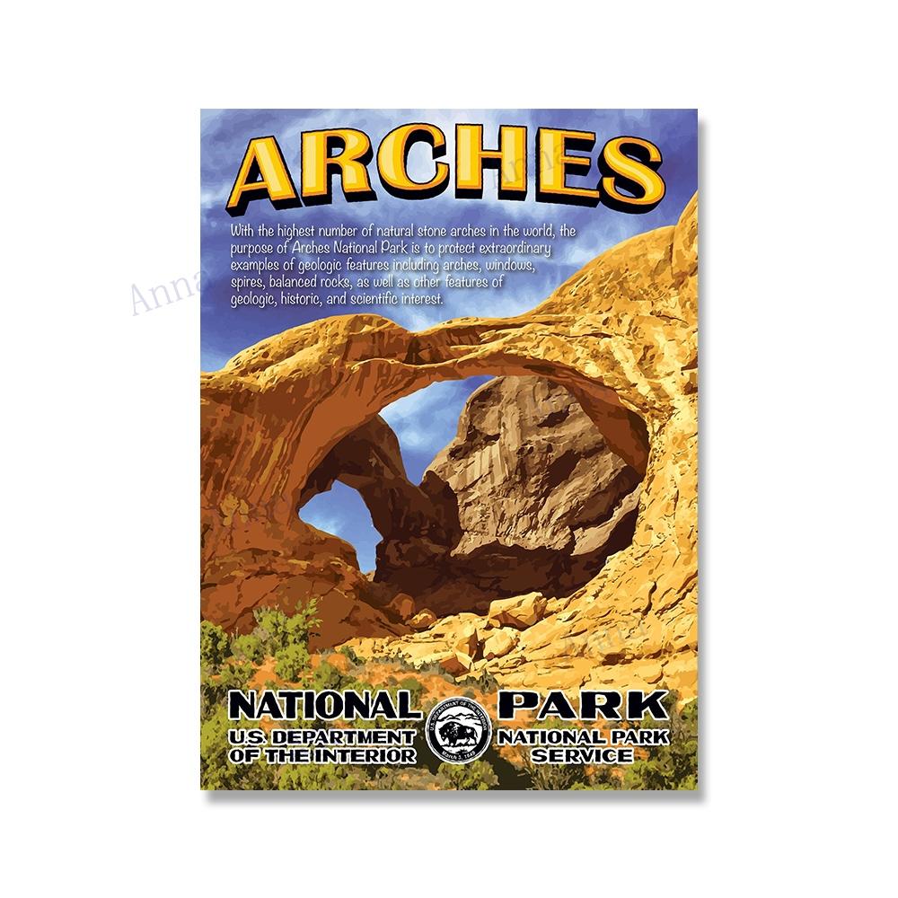 National Park Print Mountain Vintage Art Canvas Painting Travel Cities Posters Retro Landscape Wall Art Picture for Living Room