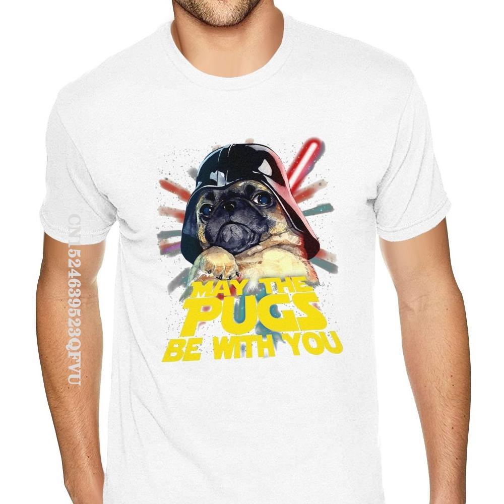 May The Pugs Be With You Tees Shirt Guys Oversized T-Shirt Men's Gothic Anime Tshirt Fashionable Brand Top Vintage Tee Shirt