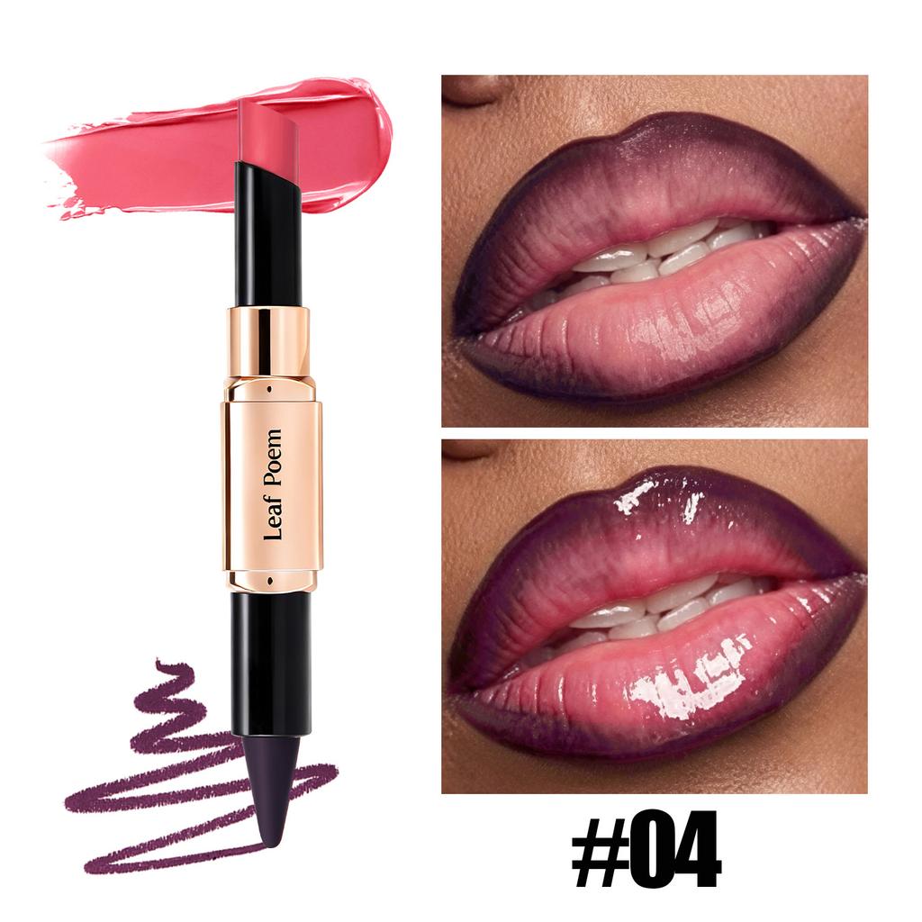 2IN1 Tapered Gradient Lip Liner & Lipstick Pen Long Lasting Waterproof Nude Matte Lip Contour Plumping Lipstick Non Stick Makeup