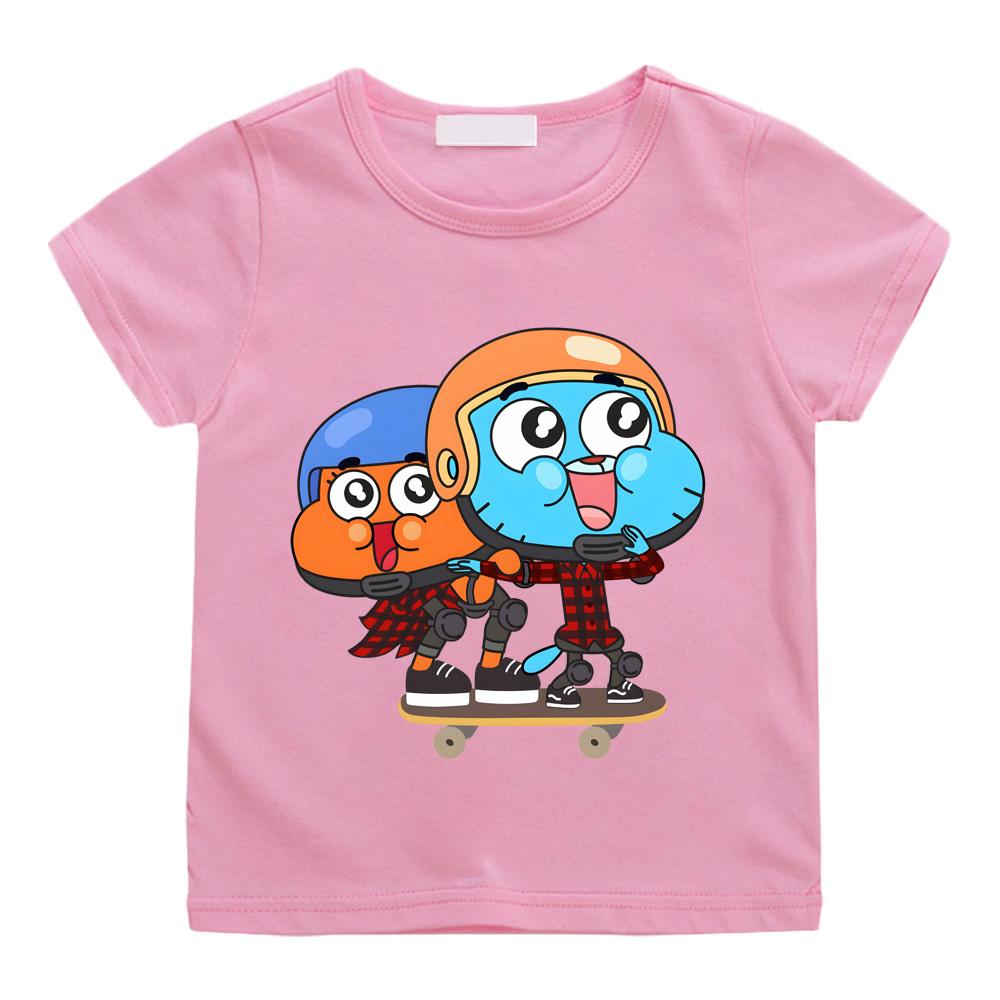 The Wonderfully Weird World of Gumball Print Casual T-shirts Kids High Quality Cotton Tee Children Intellectual Funny T-shirt Anime T-shirt summer Top