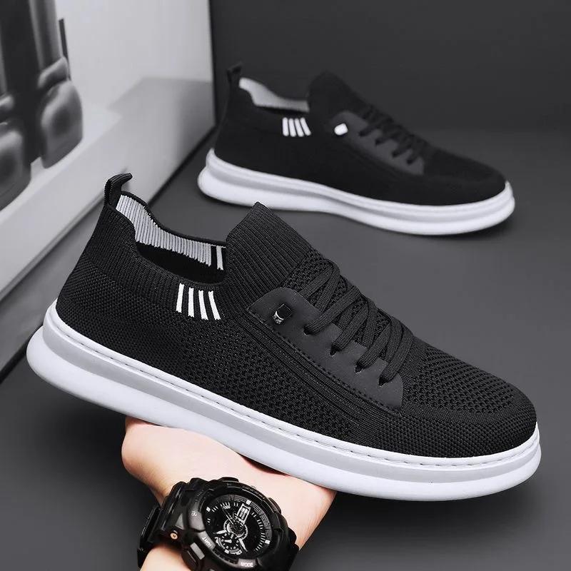 Men's Loafers 2024 Summer New Breathable Mesh Sneakers Trendy Men Soft Soled Vulcanized Shoes Slip-on Flat Shoe Tenis Masculino