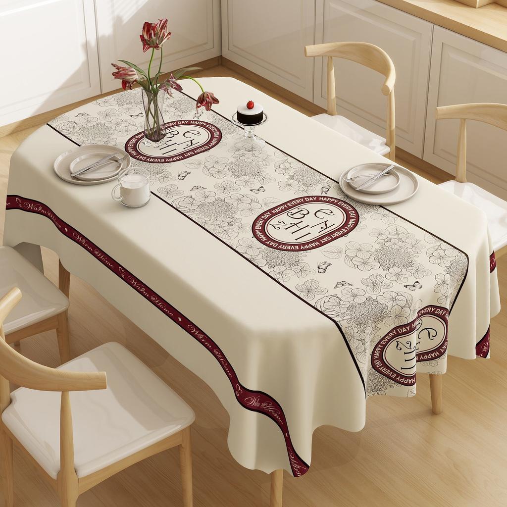 New Chinese Style Thick Tablecloth Exquisite Floral Pattern Waterproof Rectangular Table Mat Oil Resistant Durable Cover