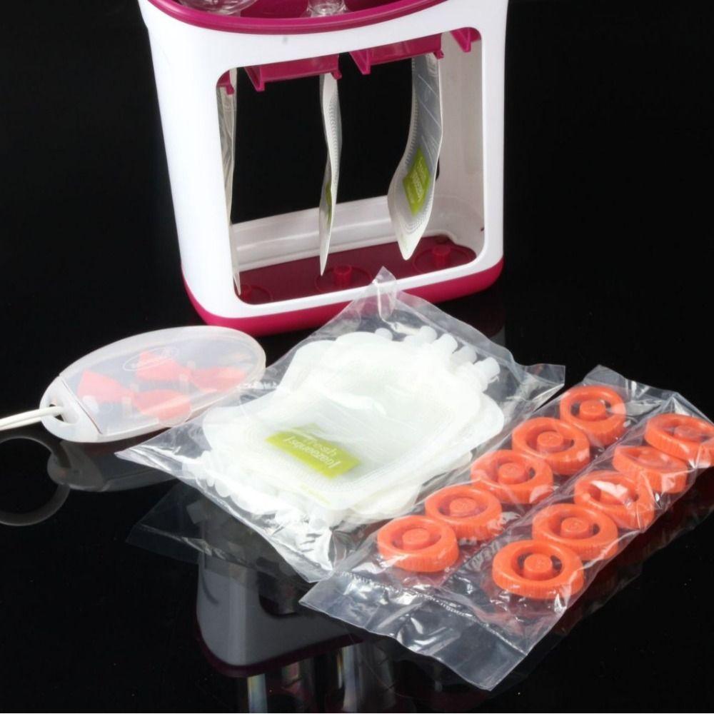 10Pcs Reusable Fruit Puree Baby Kitchen Dispenser Pouch Bag Food Storage Bag Squeeze Pouches