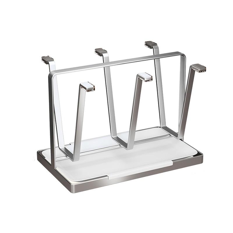 Elegancki uchwyt na kubek ze stali nierdzewnej z tacką ociekową, bez konieczności wiercenia – nowoczesny, minimalistyczny design