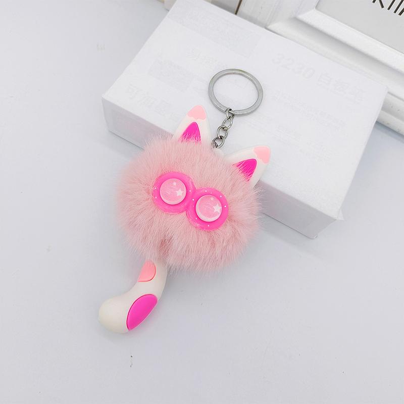 Cute Plush Toy Cat Doll Keychain Fluffy Soft Anime Stuffed Key Ring Backpack Bag Pendant Lovely Gift