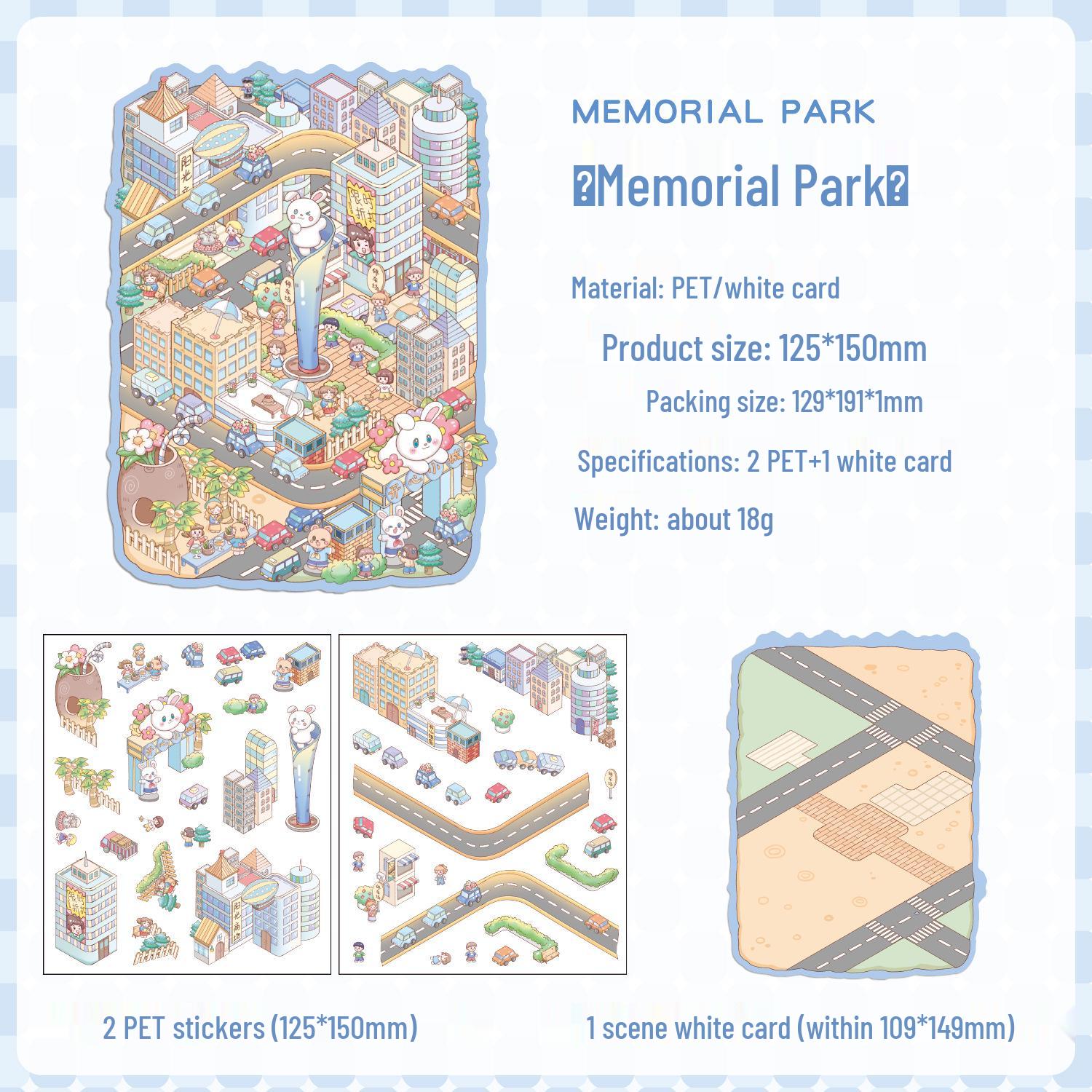 City Light Cartoon 3D Miniature Stickers for Kids - Scenery Journal Stickers