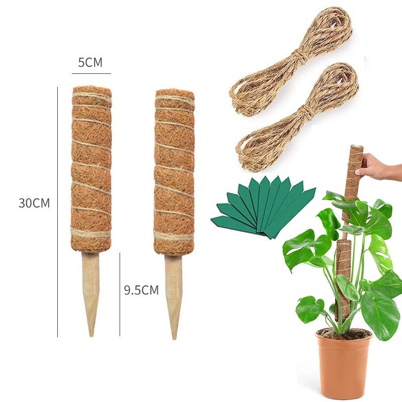 2pcs Moss Pole for Climbing Plants Coir Totem Plant Climbing Vine Coconut Palm Stick Grow Upward Plant Support Poles