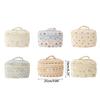 Trendy Flower Print Cosmetic Bag Convenient Pouch for Home Office and Traveling