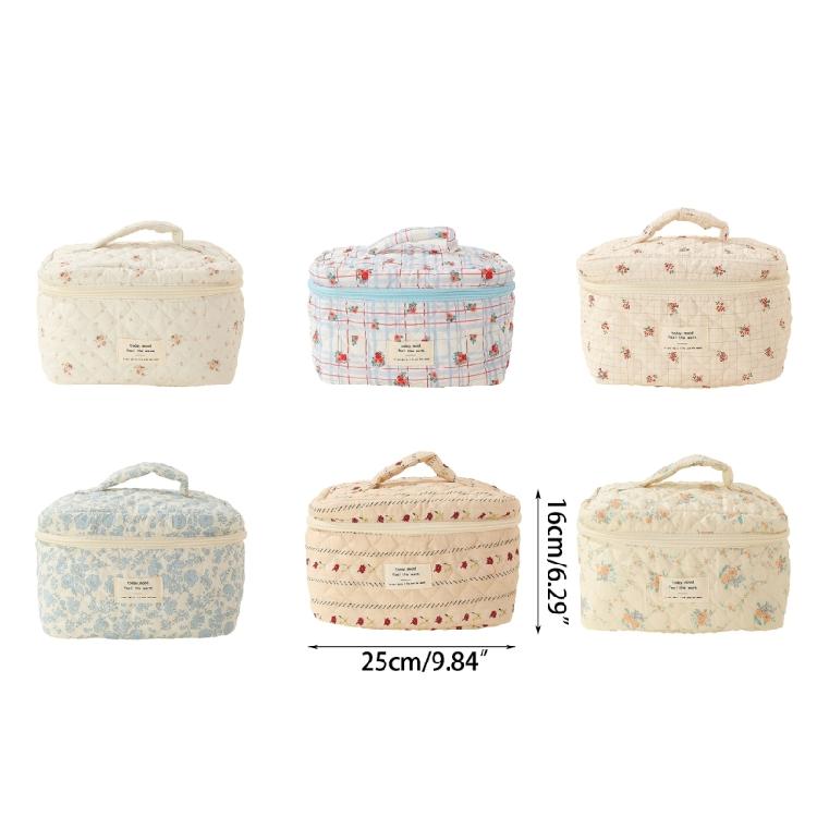 Trendy Flower Print Cosmetic Bag Convenient Pouch for Home Office and Traveling