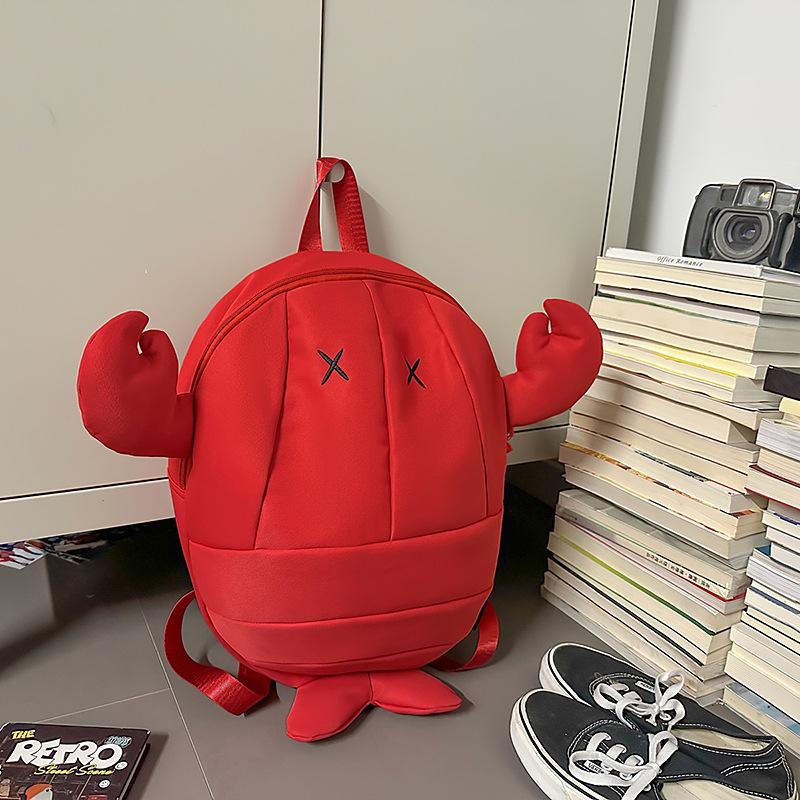 

Personality Funny Crayfish Backpack Men s and Women s Trend Brand Cycling Helmet Bag Large Capacity Travel Backpack красный