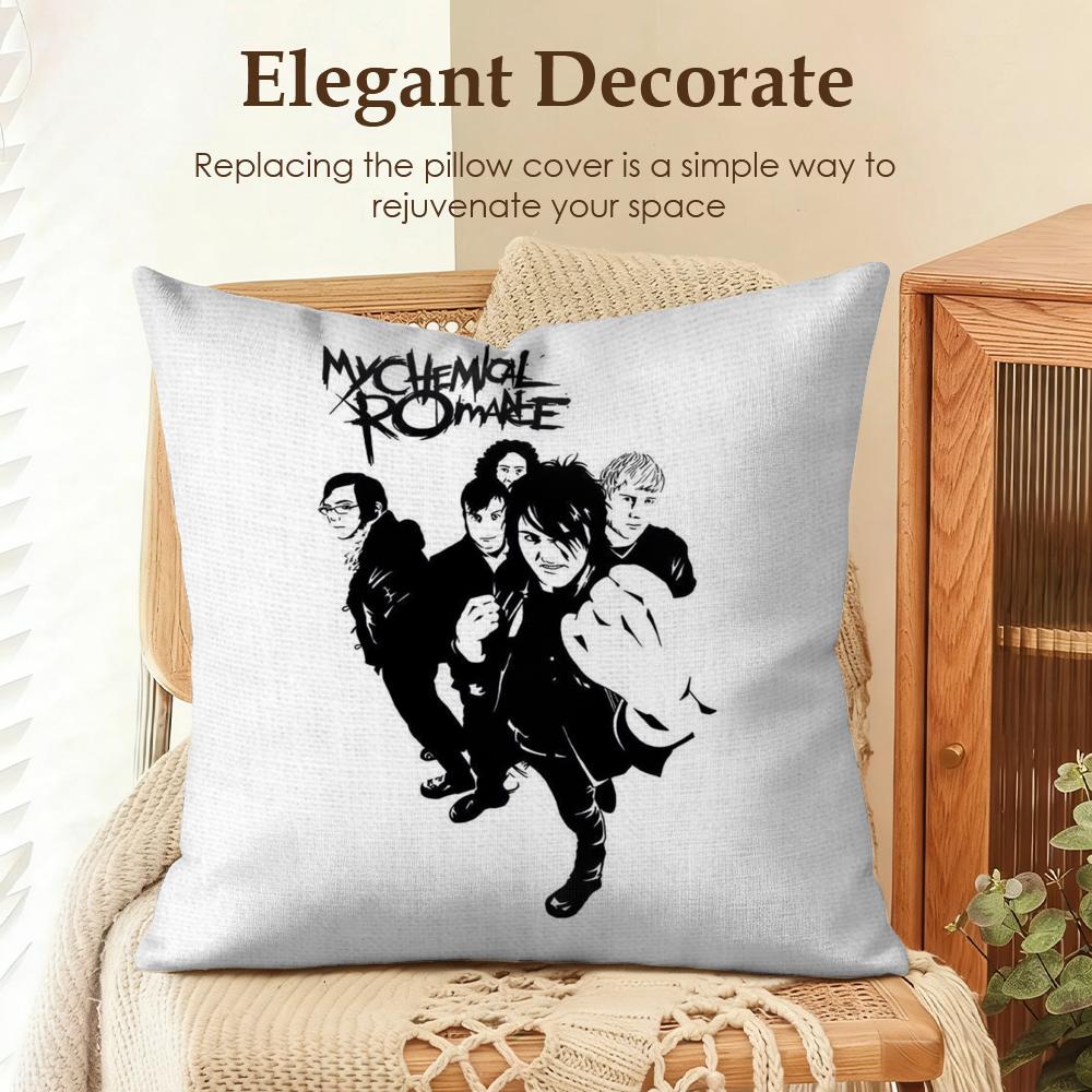My CChemical RRomance Cushion Cover Natural Linen Organic Fabric DoubleSided Printing Sofa Home Decor Gift Pillow Case