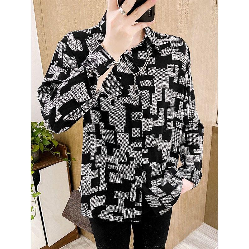 Printed Shirt Men's Long Sleeved Spring Casual Loose High Street Cardigan Fashion Korean Version Casual Versatile Shirt