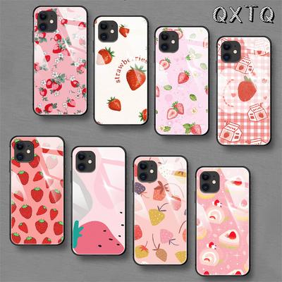 Custodia per telefono in vetro temperato arte frutta fragola per iPhone Samsung Galaxy OnePlus Oppo Xiaomi Redmi Note SA 7 8 9 10 11 12 13 14 20 21 22 53 Pro Ultra