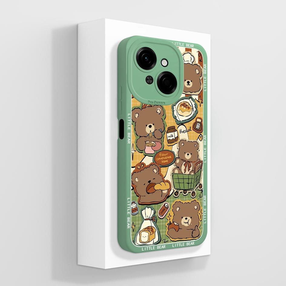 Do etui na telefon Tecno Pova 4 5 6 Pro Neo 3 Pop 8 9 z płynnego silikonu, modny mały miś, słodki, pulchny kot, miękka ochrona aparatu, torby na telefony do Tecno Capa