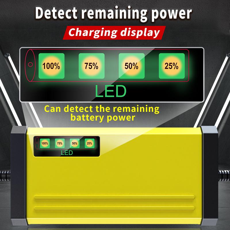 Chargeur de Batterie 12V 2A Chargeur de Batterie Voiture Moto Affichage LED Protection Multiple Réglage Courant Tension Réparation Pulsée