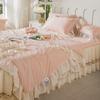 Romantic French Lace Ruffle Bed Skirt Ice Silk Cool Mattress Cover With Summer Quilt Pillowcases