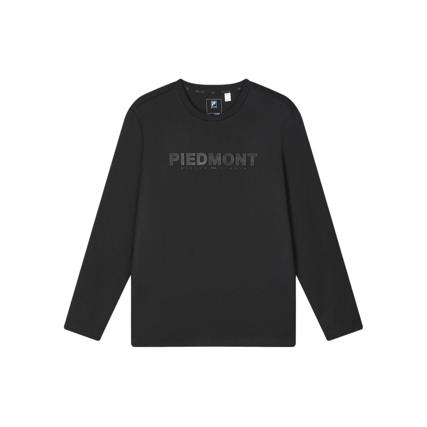 FILA Letter Print Round Neck Casual Knit Long Sleeve Regular T-Shirt Men tops Black F11M412209F-BK M