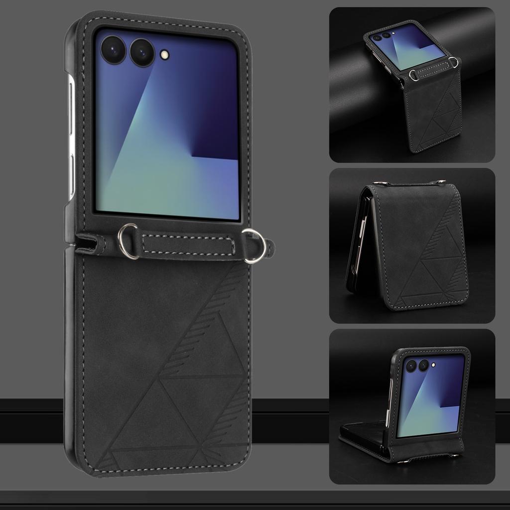 For Samsung Galaxy Z Flip7 5G Case Imprinted Design PU Leather + PC Folding Phone Cover