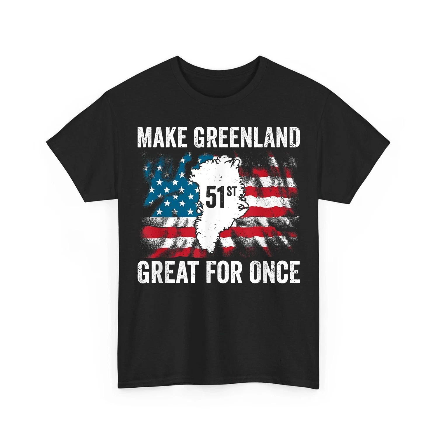 Greenland T-Shirt Make Greenland Great for Once 51st State Map American Flag Tee XL