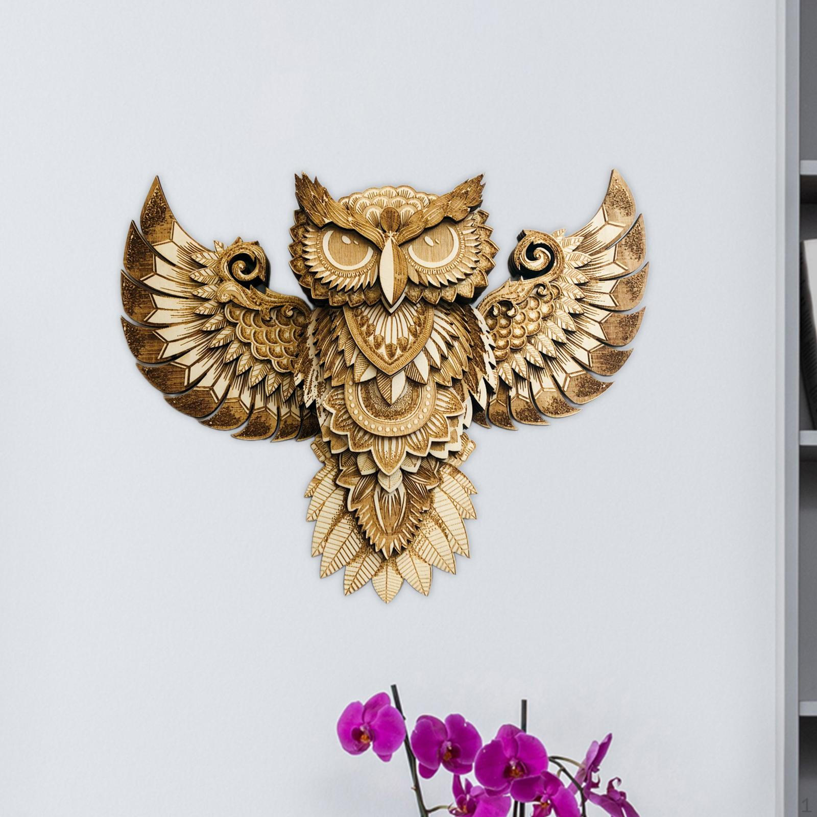 

Настенное искусство «Сова» ручной работы — уникальная деревянная скульптура для домашнего декора 30x23x3.5cm