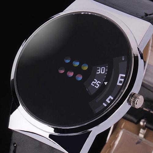 Fashion Ceative Dial Moveable Digital Watch Unisex Women Men Sport Watches Leather Band Quartz Wristwatches Cheap Price