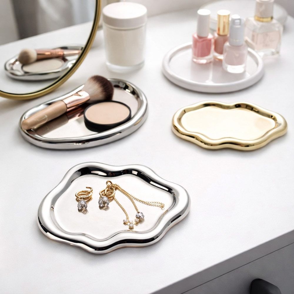 Ins Ceramic Jewelry Storage Tray Cloud Shape Photography Prop Jewelry Display Plate Storage Plate Watches/Keys Storage