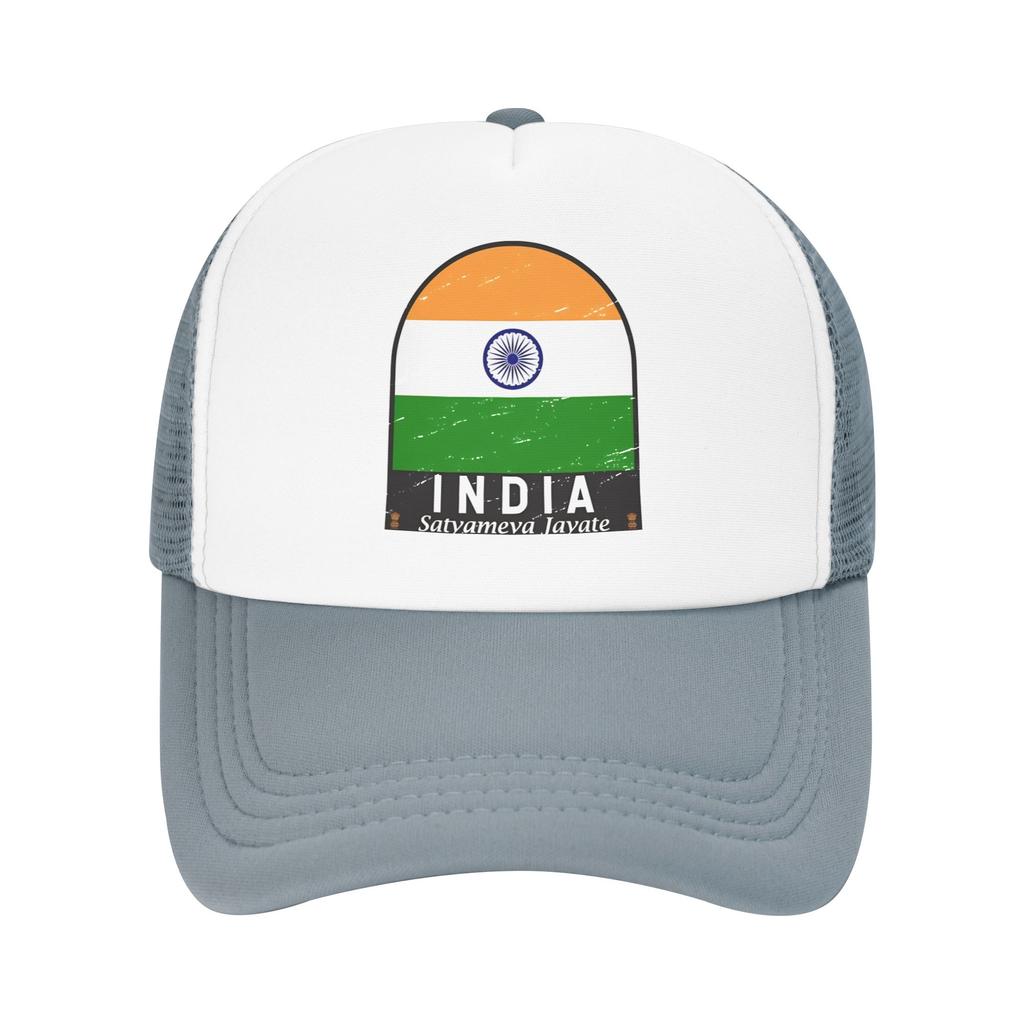 Mesh Sun Hats India Flag Emblem Vintage Summer Trucker Hat For Unisex-Teens y2k Funny Hot Sale Hunting Camping Baseball Cap