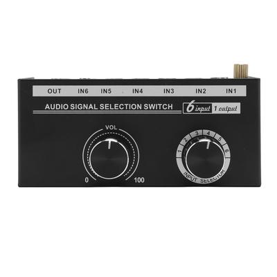 Selettore Audio a 6 Vie 6 Ingressi 1 Uscita Selettore Audio Controllo Volume 3.5mm 6.35mm Segnale Audio